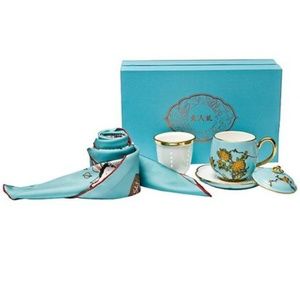 Auratic Teacup & Saucer + Wensli Silk Scarf